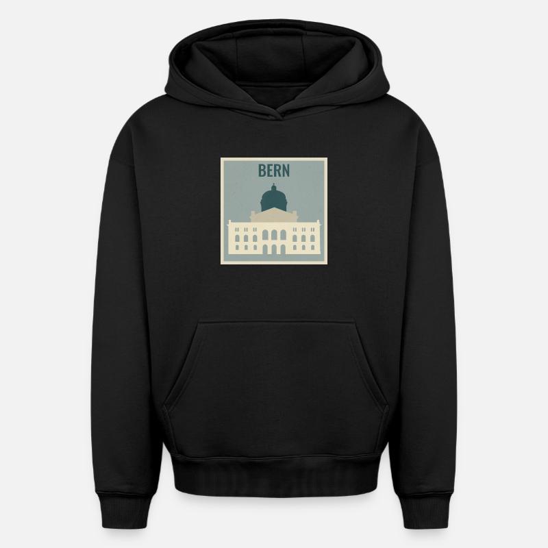 Bern - Sweat à capuche unisexe oversize épais SPREAD - noir