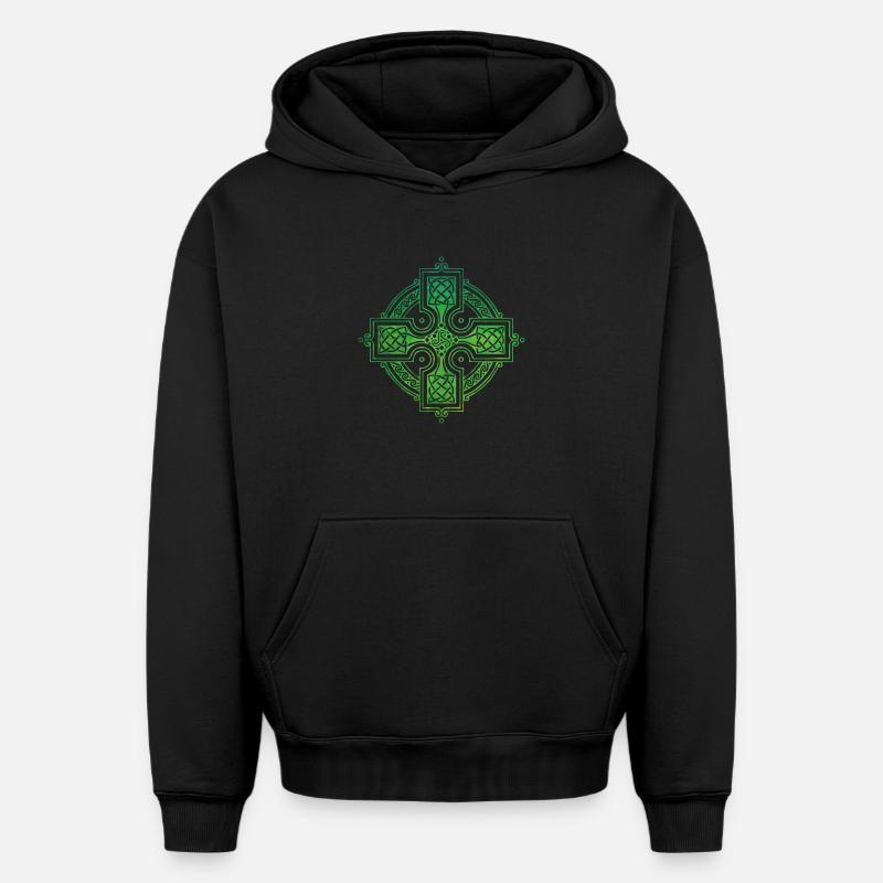 Croix celtique - Sweat à capuche unisexe oversize épais SPREAD - noir