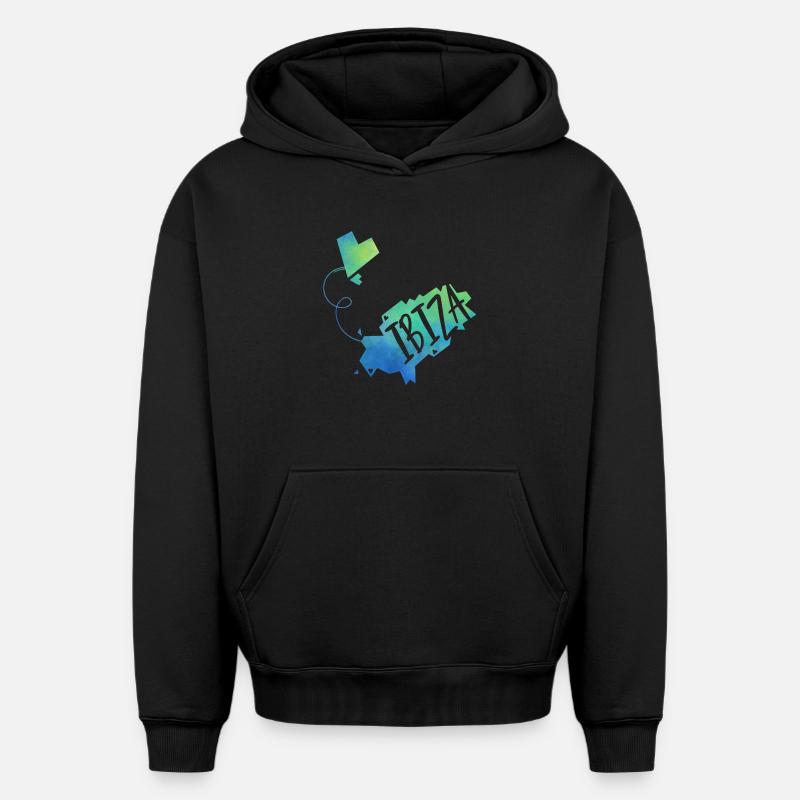 Ibiza - Sweat à capuche unisexe oversize épais SPREAD - noir