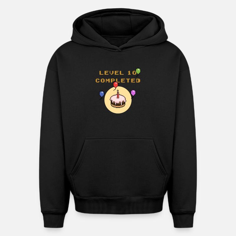 Anniversaire Level 10 - Sweat à capuche unisexe oversize épais SPREAD - noir