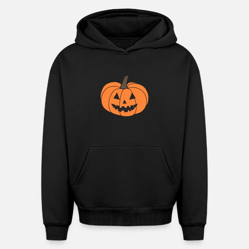 Citrouille Jack-o'-lantern - Sweat à capuche unisexe oversize épais SPREAD - noir