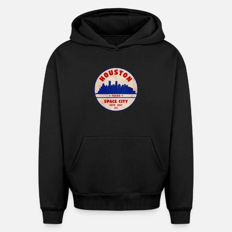 Houston - Sweat à capuche unisexe oversize épais SPREAD - noir