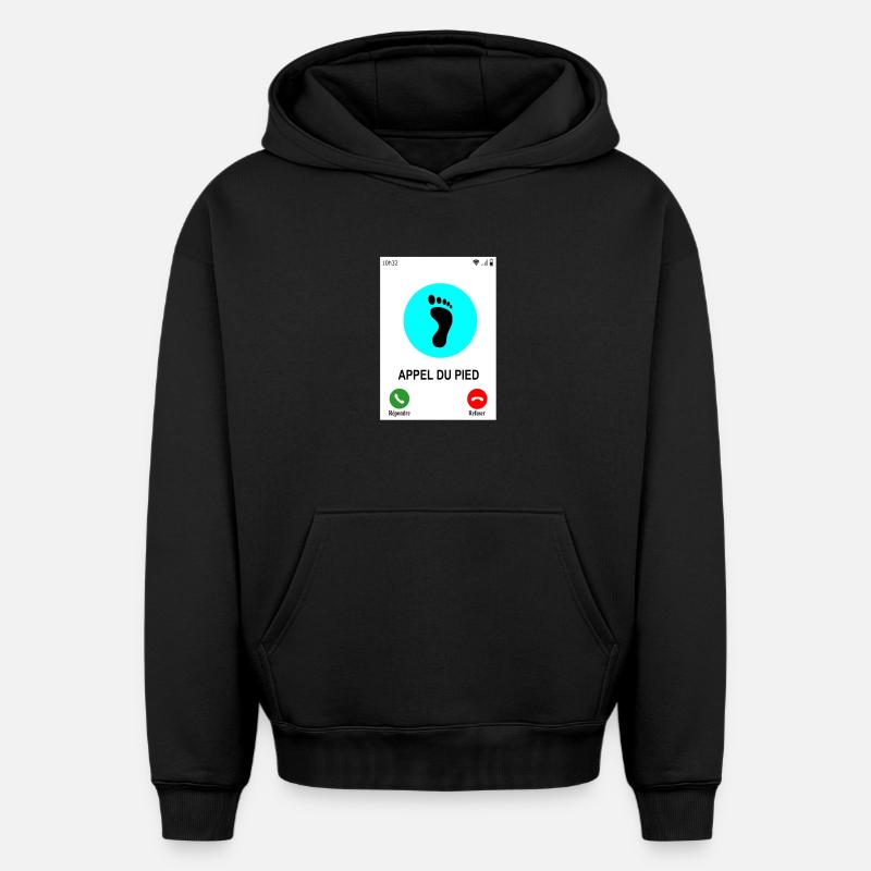 Appel du pied - Sweat à capuche unisexe oversize épais SPREAD - noir