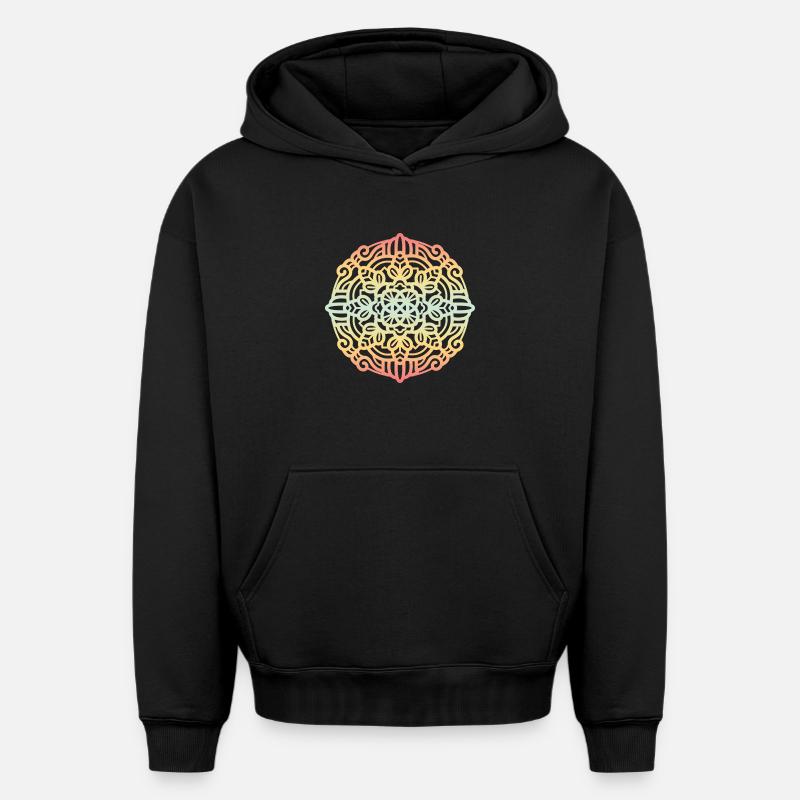 Mandala - Sweat à capuche unisexe oversize épais SPREAD - noir
