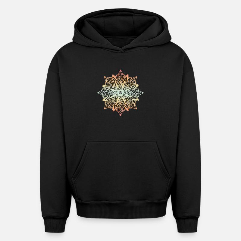 Mandala - Sweat à capuche unisexe oversize épais SPREAD - noir