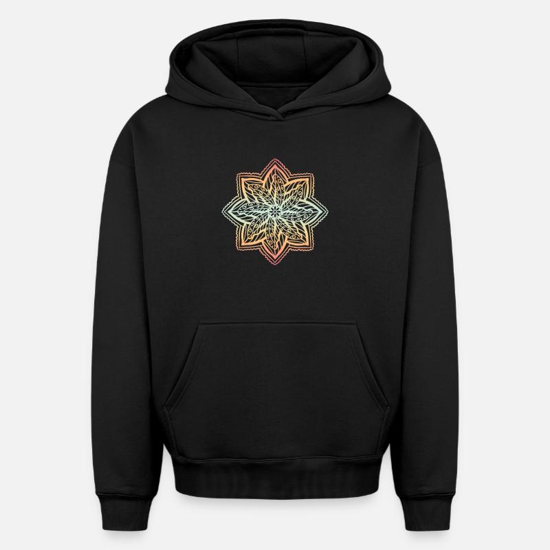 Mandala - Sweat à capuche unisexe oversize épais SPREAD - noir