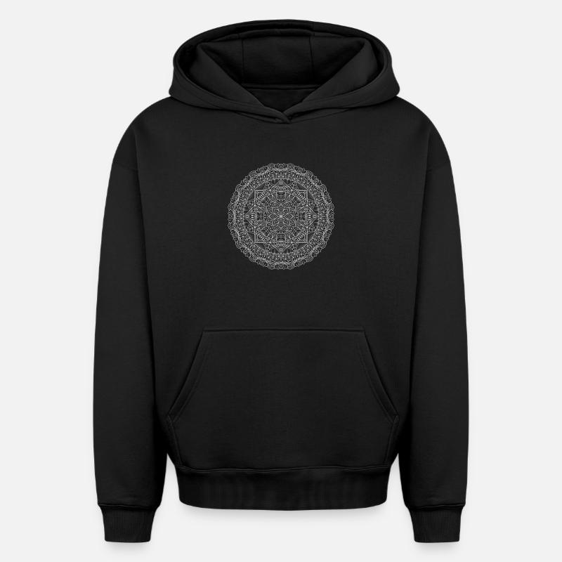 Mandala - Sweat à capuche unisexe oversize épais SPREAD - noir