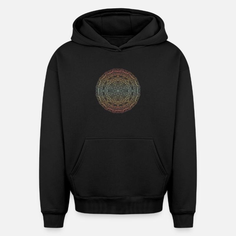 Mandala - Sweat à capuche unisexe oversize épais SPREAD - noir