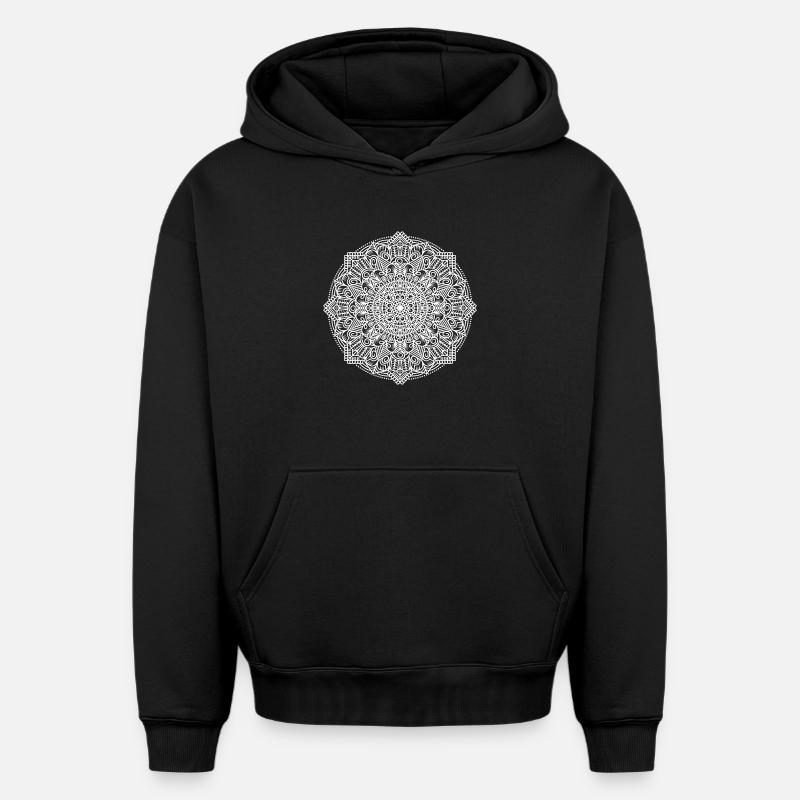 Mandala - Sweat à capuche unisexe oversize épais SPREAD - noir