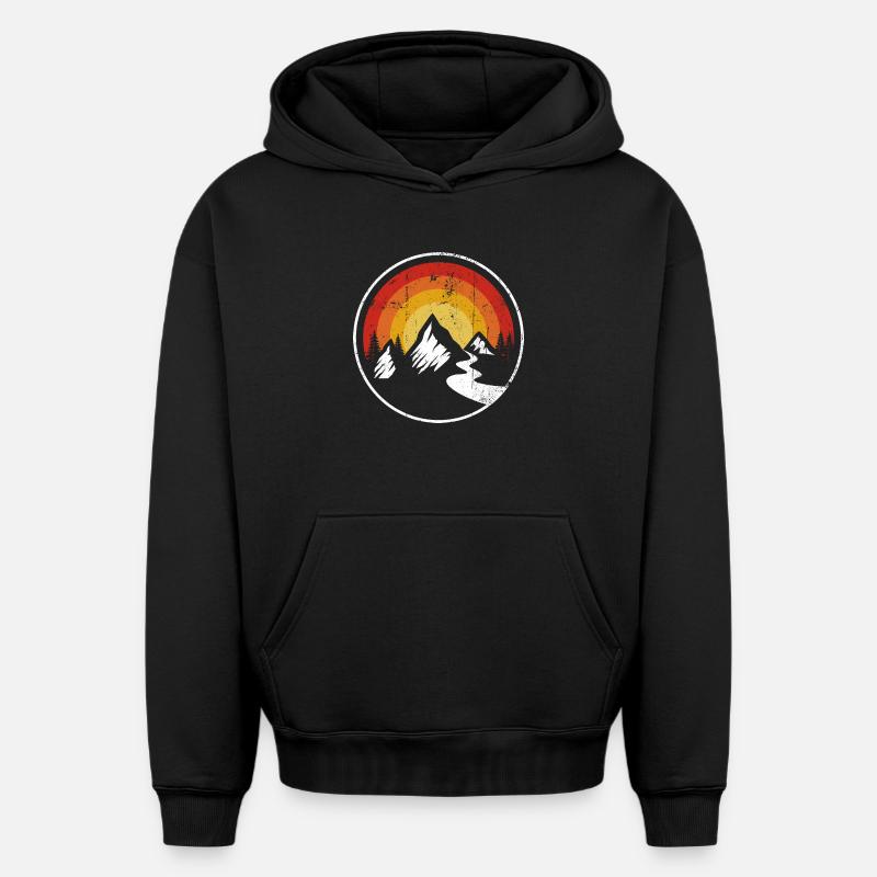 Sentier Sunset Summit - Sweat à capuche unisexe oversize épais SPREAD - noir