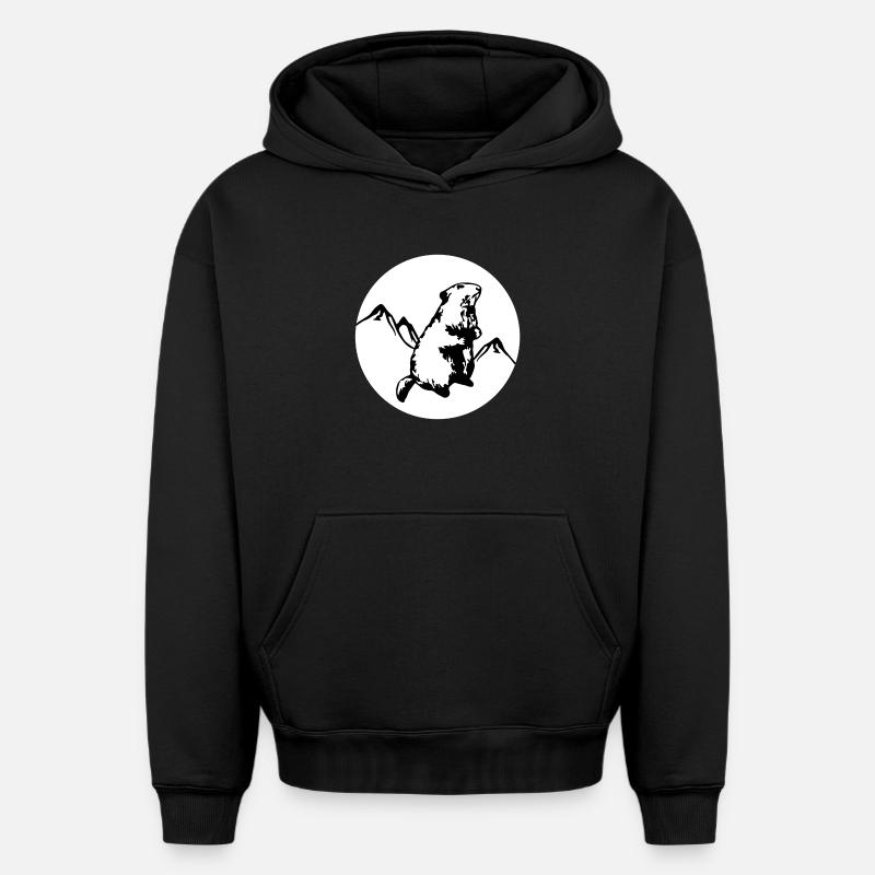 Marmotte - Sweat à capuche unisexe oversize épais SPREAD - noir