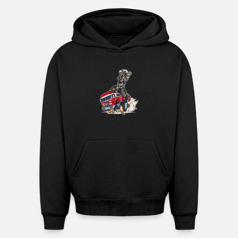 Pompier pompier sauveteur - Sweat à capuche unisexe oversize épais SPREAD - noir