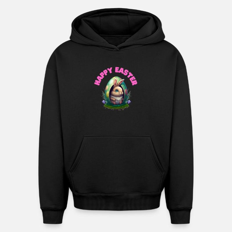 Joyeuses Pâques Joyeuses Pâques - Sweat à capuche unisexe oversize épais SPREAD - noir