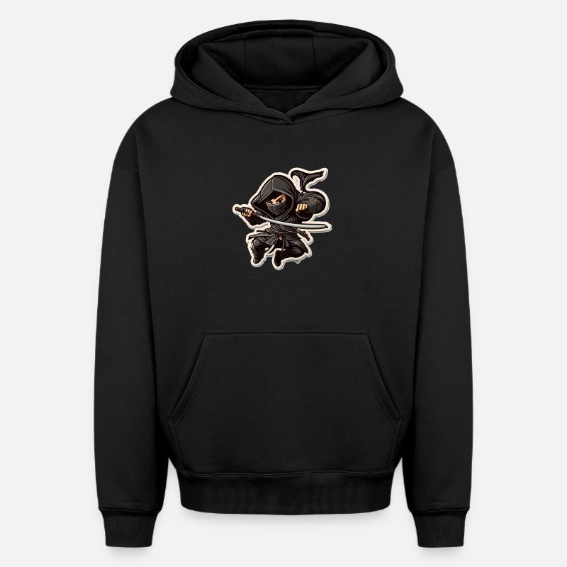 Ninja - Sweat à capuche unisexe oversize épais SPREAD - noir