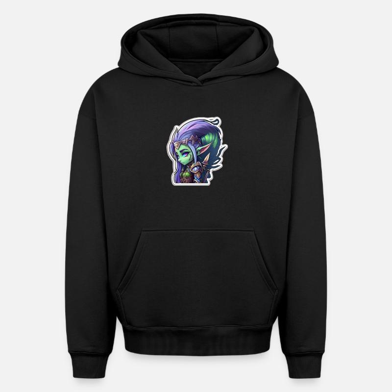 Elfe de la nuit - Sweat à capuche unisexe oversize épais SPREAD - noir