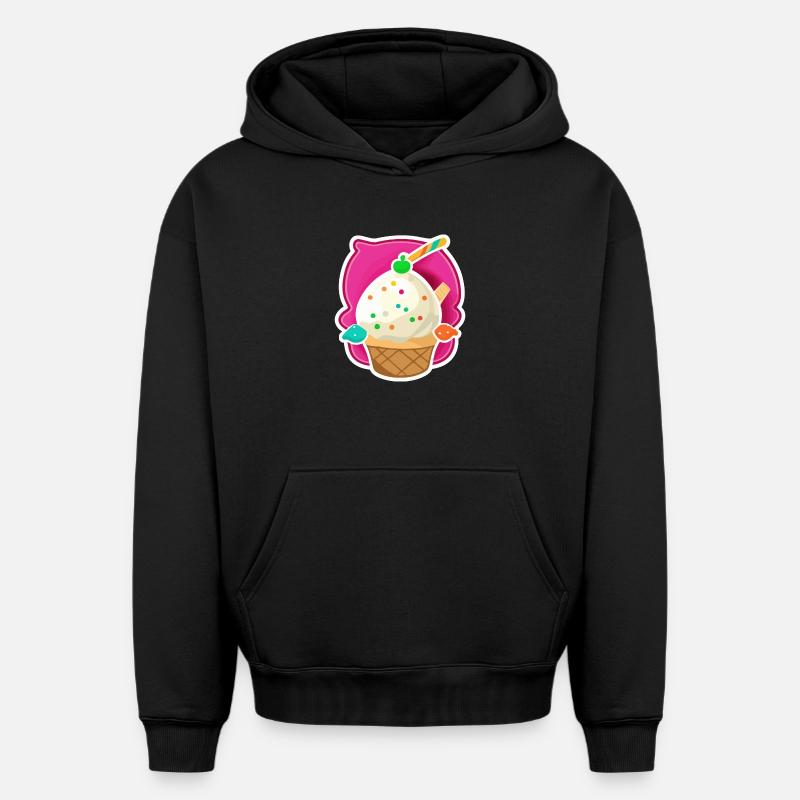 Glaces, glaces - Sweat à capuche unisexe oversize épais SPREAD - noir