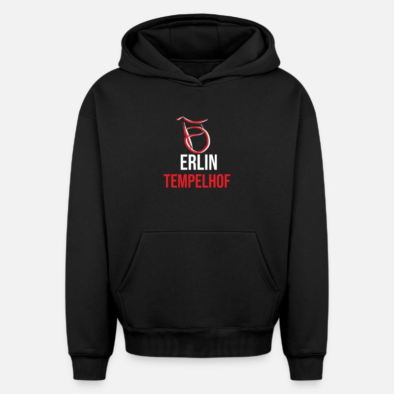 Berlin Tempelhof Souvenir - Sweat à capuche unisexe oversize épais SPREAD - noir