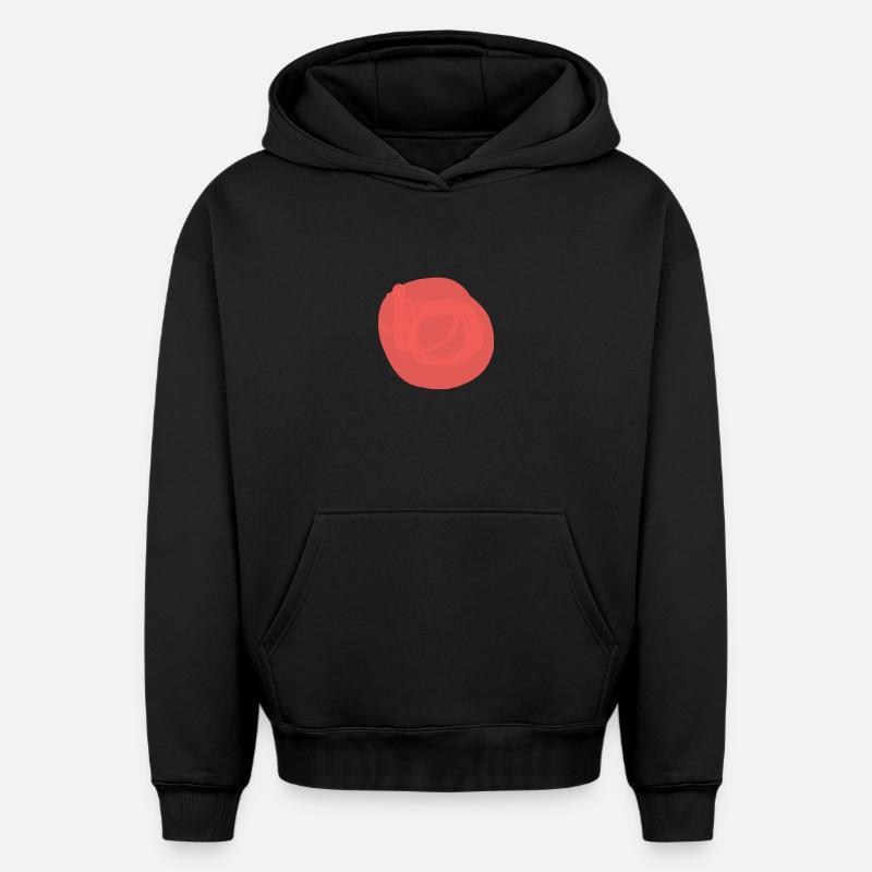 Point rouge - Sweat à capuche unisexe oversize épais SPREAD - noir