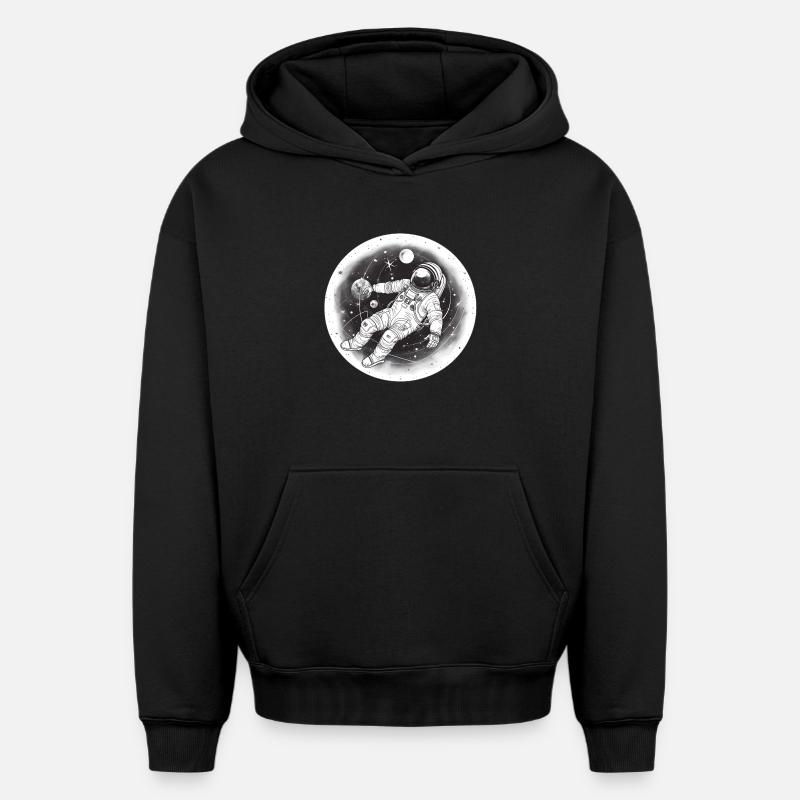 Astronaute - Sweat à capuche unisexe oversize épais SPREAD - noir