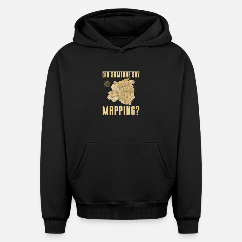 Conception cartographique - Sweat à capuche unisexe oversize épais SPREAD - noir