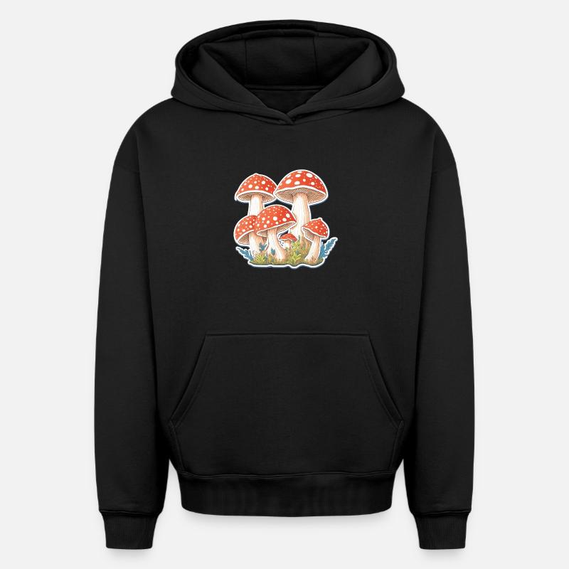 Tabourets crapauds, champignons - Sweat à capuche unisexe oversize épais SPREAD - noir