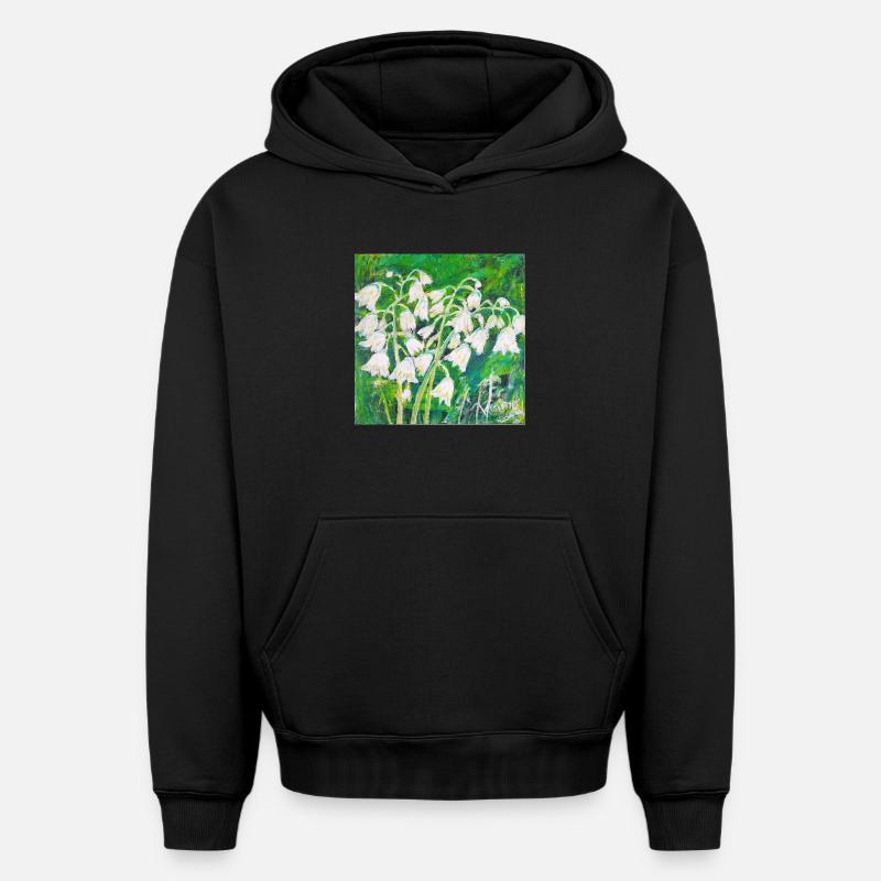 Muguet de style impressionniste - Sweat à capuche unisexe oversize épais SPREAD - noir