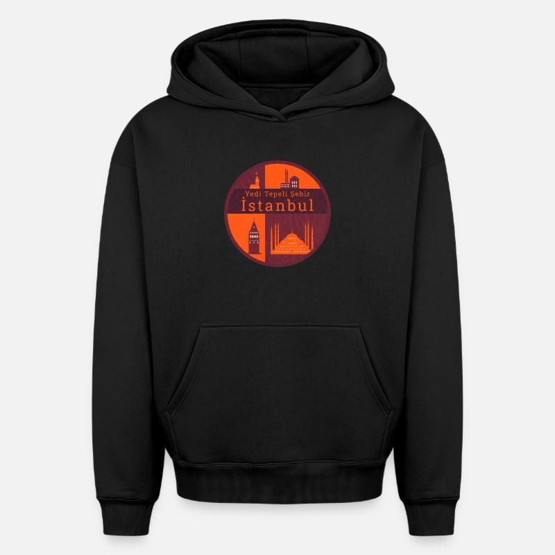 Monuments d’Istanbul - Sweat à capuche unisexe oversize épais SPREAD - noir