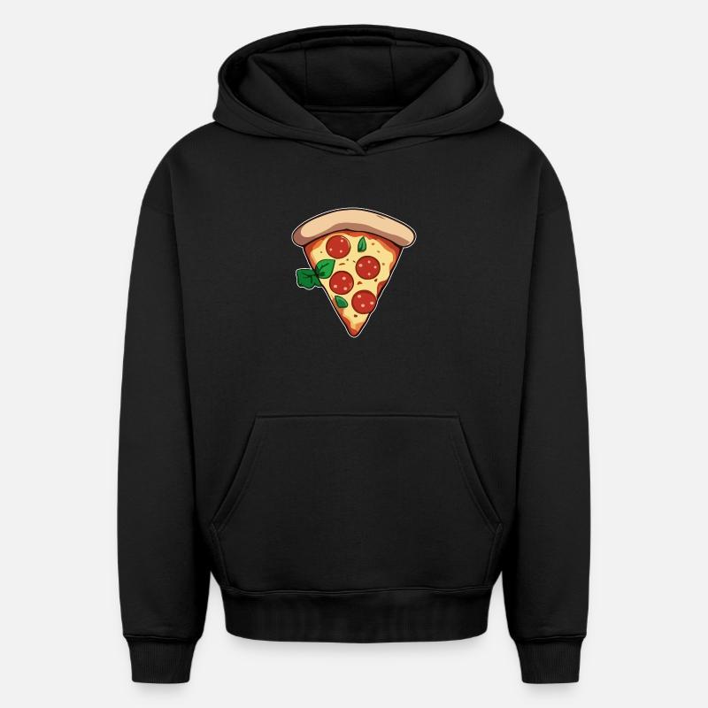 Pizza - Sweat à capuche unisexe oversize épais SPREAD - noir