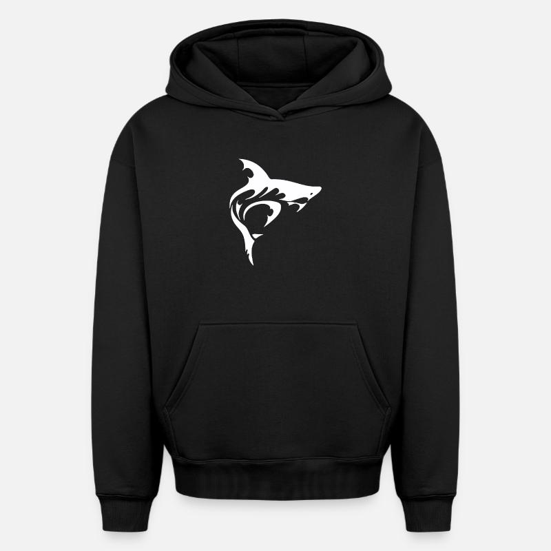 Requin - Sweat à capuche unisexe oversize épais SPREAD - noir