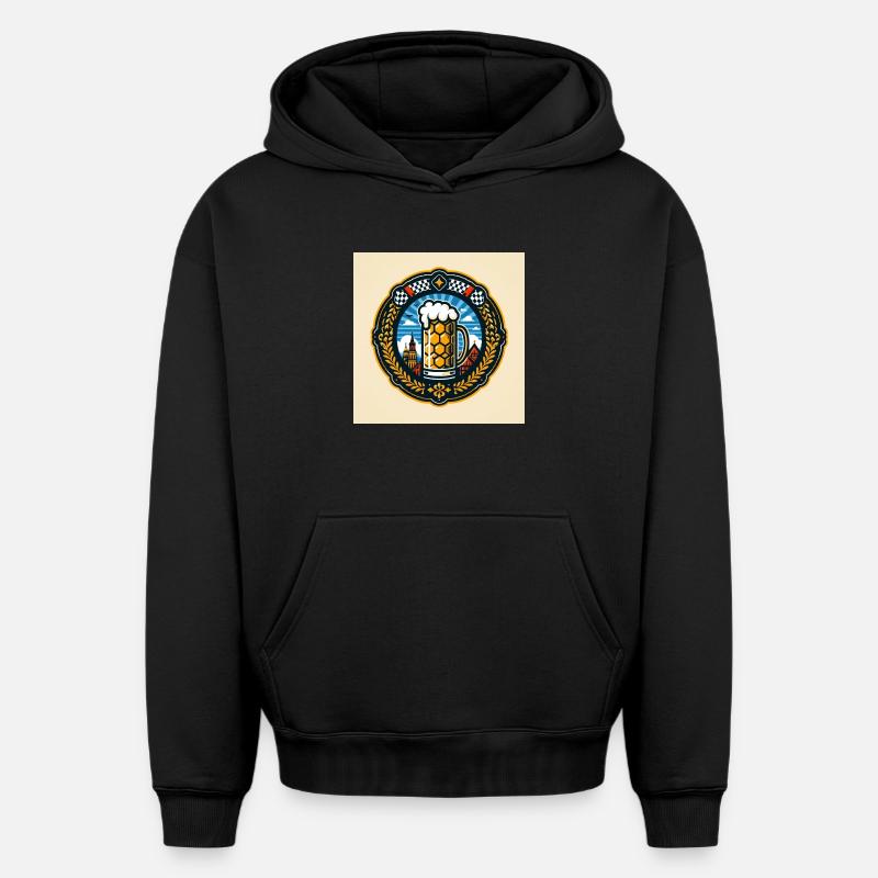 Logo de la bière 2 - Sweat à capuche unisexe oversize épais SPREAD - noir