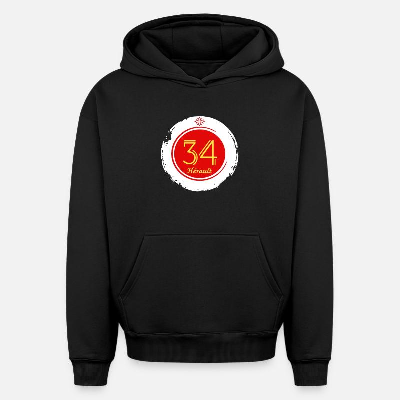 Hérault - Sweat à capuche unisexe oversize épais SPREAD - noir