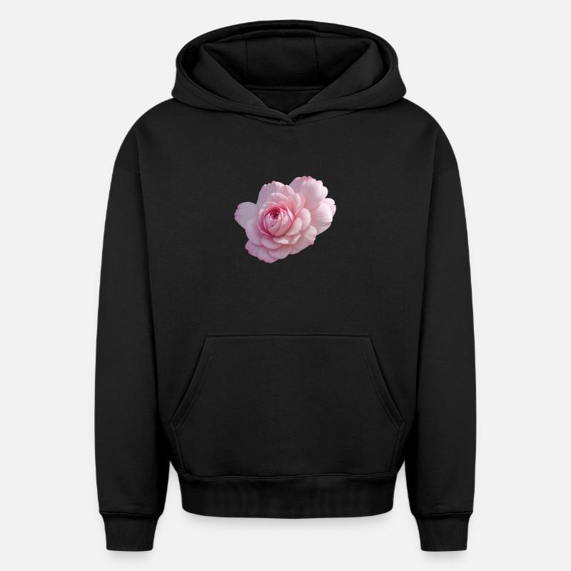 Rose Pink - Sweat à capuche unisexe oversize épais SPREAD - noir