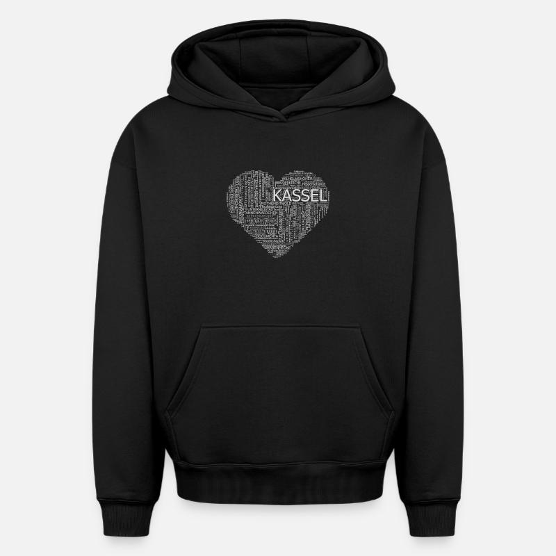 motiv_kassel_herz1 - Sweat à capuche unisexe oversize épais SPREAD - noir