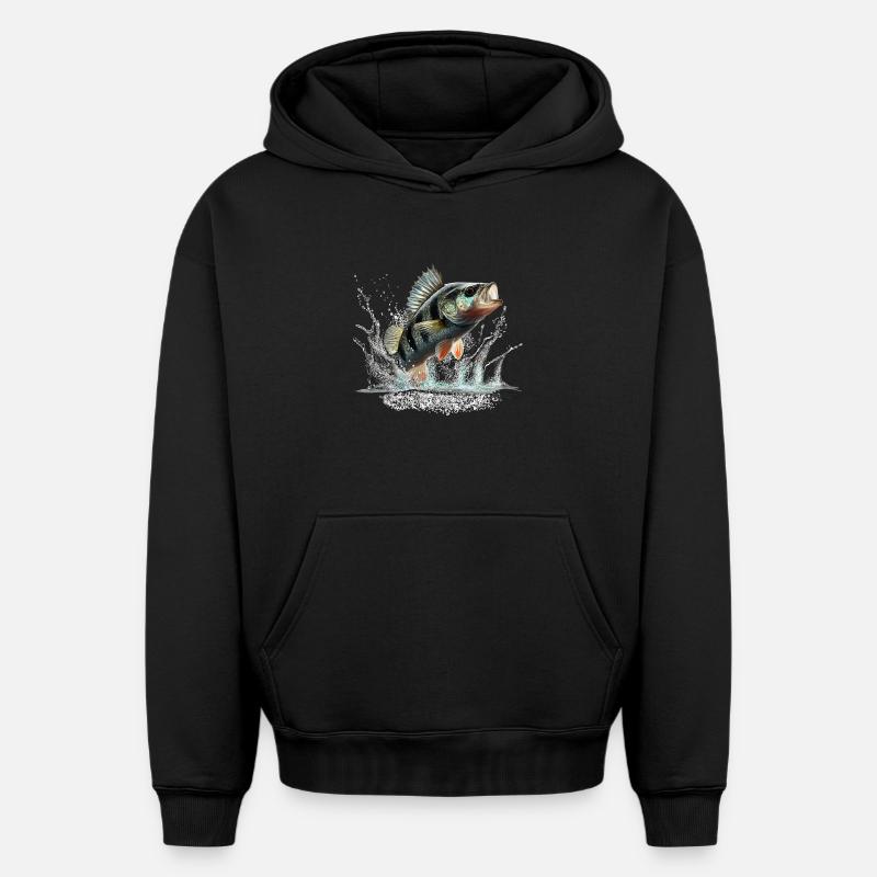 Perche - Sweat à capuche unisexe oversize épais SPREAD - noir