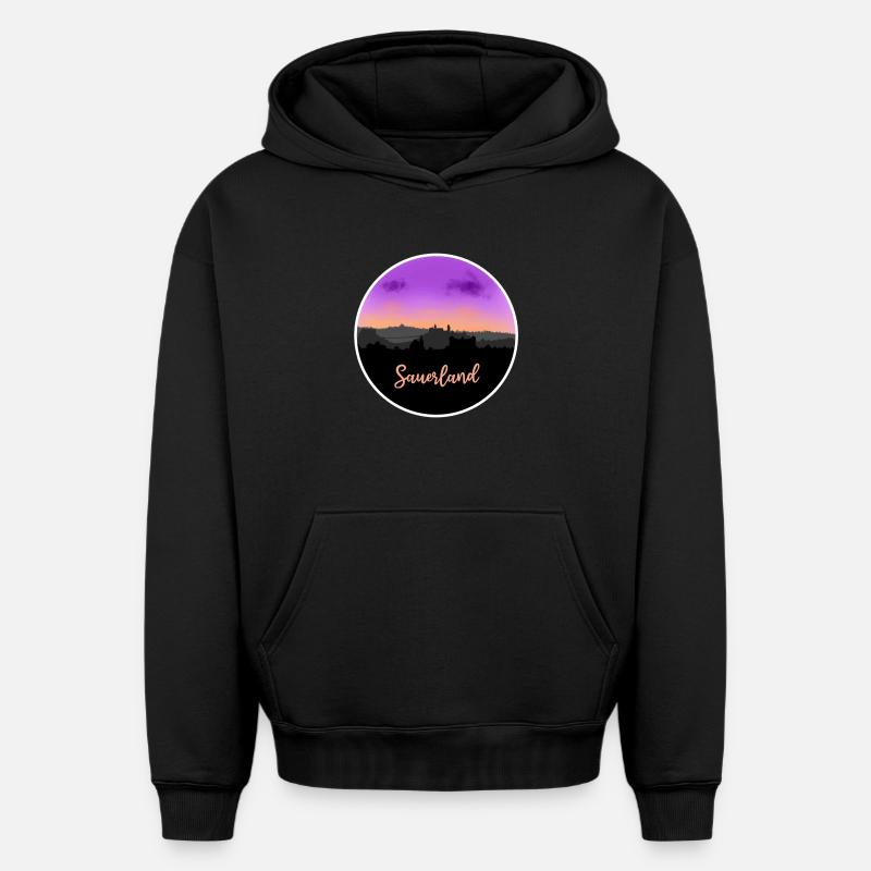 Sauerland Fineline Skyline - Sweat à capuche unisexe oversize épais SPREAD - noir