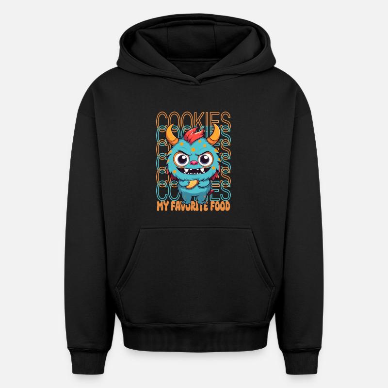 Monstre de biscuit sucré - Sweat à capuche unisexe oversize épais SPREAD - noir