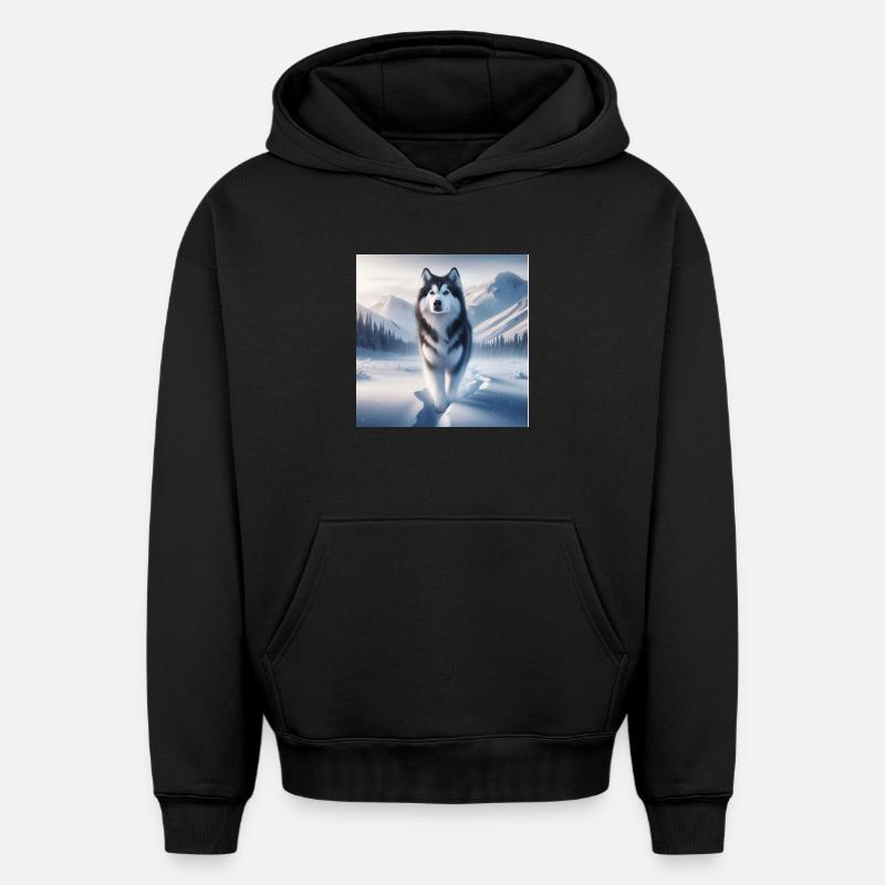 Rauque - Sweat à capuche unisexe oversize épais SPREAD - noir