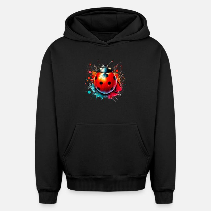 Coccinelle - Sweat à capuche unisexe oversize épais SPREAD - noir
