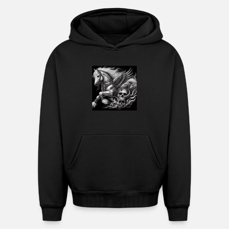 Pégase lourd - Sweat à capuche unisexe oversize épais SPREAD - noir