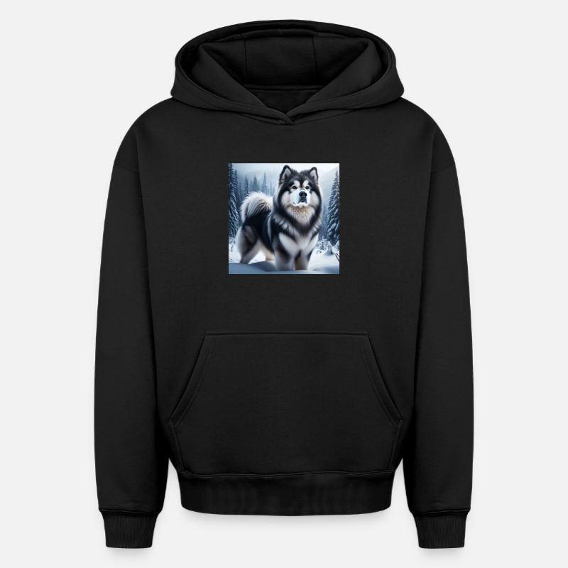 Malamute d’Alaska - Sweat à capuche unisexe oversize épais SPREAD - noir