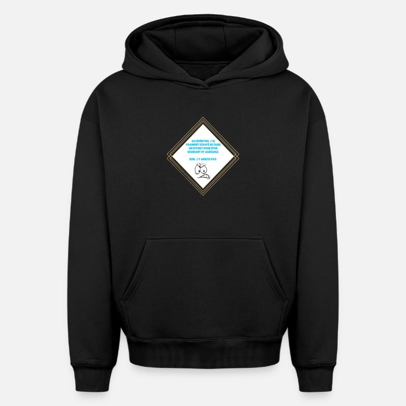 J'y arrive pas - Sweat à capuche unisexe oversize épais SPREAD - noir