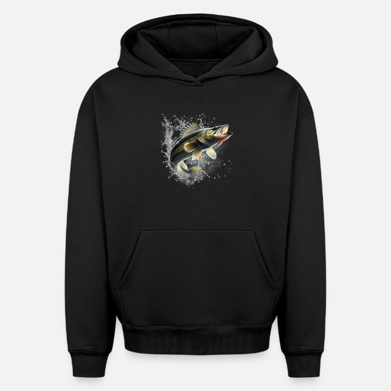 Poisson - Sweat à capuche unisexe oversize épais SPREAD - noir