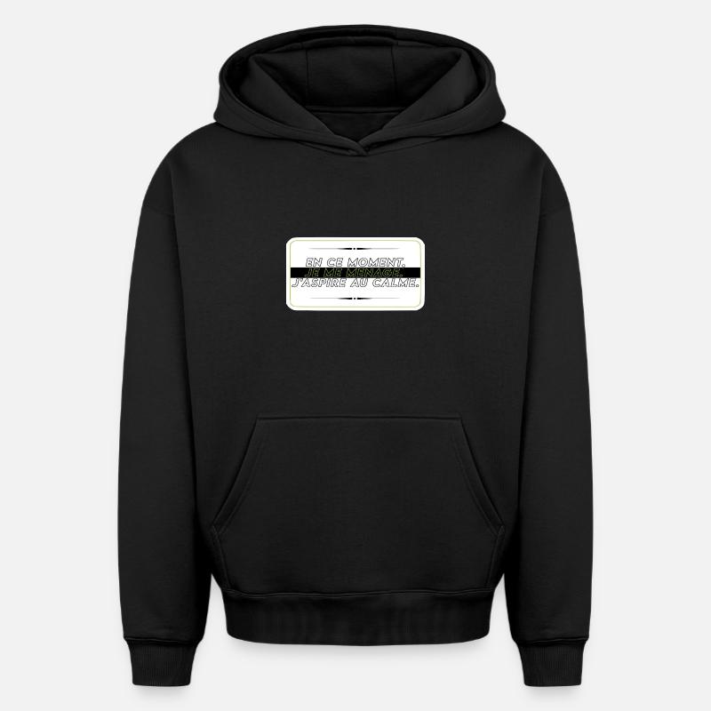 Je me ménage - Sweat à capuche unisexe oversize épais SPREAD - noir