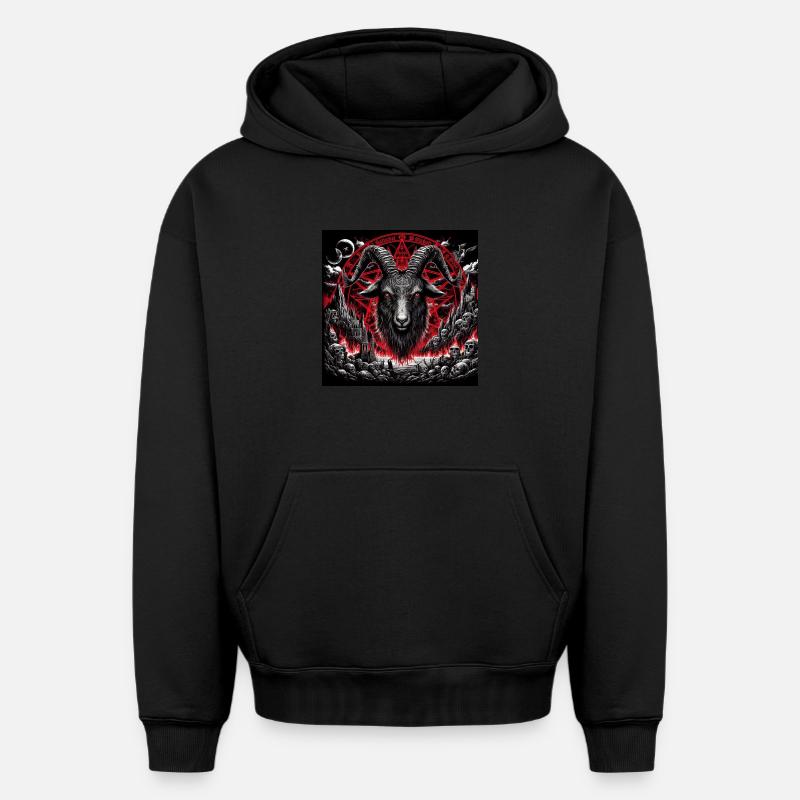 Bouc - Sweat à capuche unisexe oversize épais SPREAD - noir