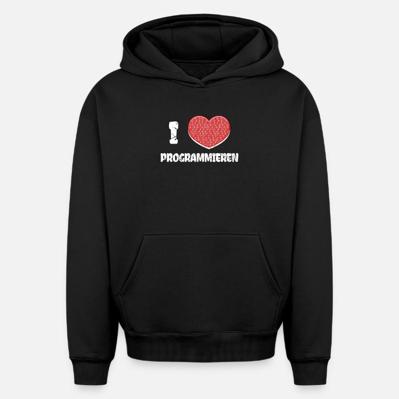 Developer Herz Programmierer Statement Informatik - Oversized Heavyweight Unisex Hoodie - Schwarz
