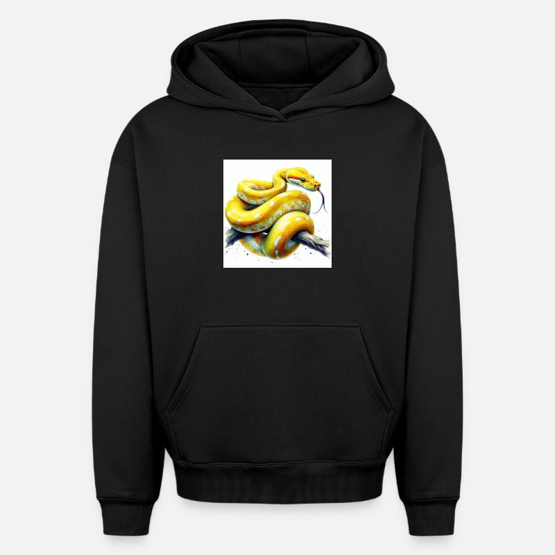 Gelbe Python - Oversized Heavyweight Unisex Hoodie - Schwarz
