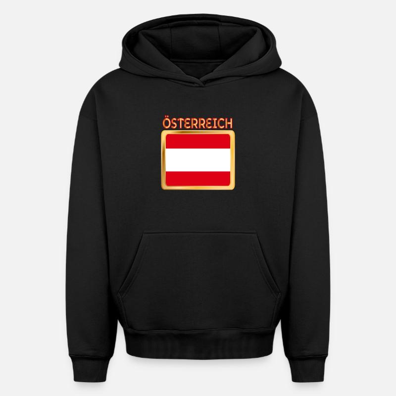 DRAPEAU AUTRICHIEN AUTRICHE - Sweat à capuche unisexe oversize épais SPREAD - noir