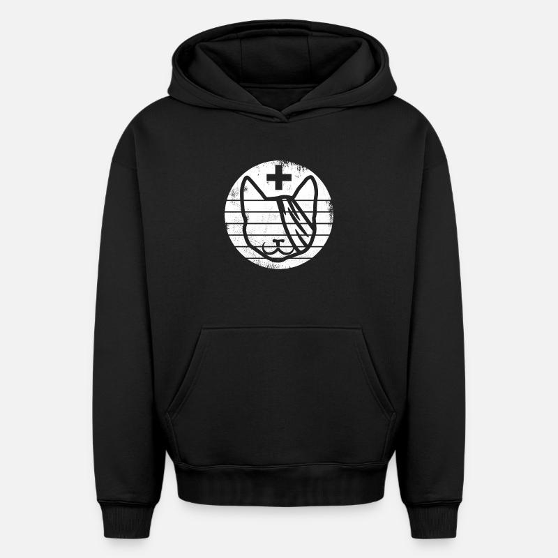 Premiers secours pour chats - Sweat à capuche unisexe oversize épais SPREAD - noir