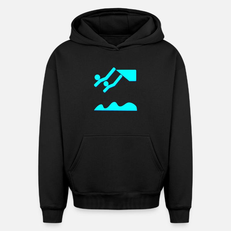 PLONGÉE SYNCHRONISÉE - Sweat à capuche unisexe oversize épais SPREAD - noir