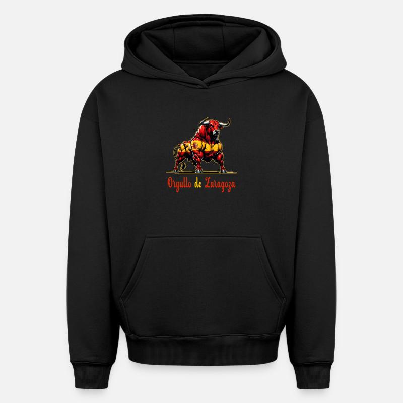 Design du drapeau Pride Zaragoza - Sweat à capuche unisexe oversize épais SPREAD - noir